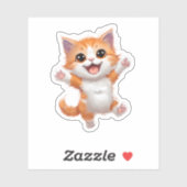オレンジよくはしゃぐと白の子猫のダイカットシール シール (シート)