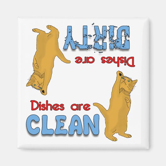 オレンジよくはしゃぐ猫好き食洗機磁石 マグネット (正面)