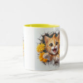 オレンジよくはしゃぐ色の虎猫子猫が十字架を突破 ツートーンマグカップ (正面右)