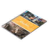 オレンジろうけつ染めフォトコラージュ白縁ど名 ノートブック (左側)