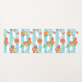 オレンジをターコイズと白ストライプ ヨガマット (裏面(横))