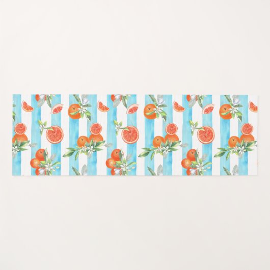 オレンジをターコイズと白ストライプ ヨガマット (正面(横))