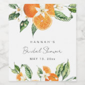 オレンジをテーマにしたブライダルシャワー ワインラベル (シングルラベル)