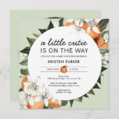 オレンジをテーマにした小さなかわいこちゃんベビーシャワー 招待状 (正面/裏面)