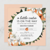 オレンジをテーマにした小さなかわいこちゃんベビーシャワー 招待状 (正面/裏面)