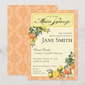 オレンジをテーマにした結婚前お披露目パーティーの招待状 招待状 (正面/裏面)