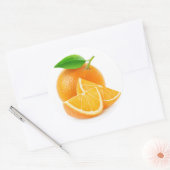 オレンジを切る ラウンドシール (封筒)