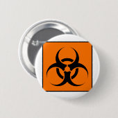 オレンジを警告する生物危険または生物学的災害［有害物質］の印の記号 缶バッジ (正面&裏面)