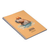 オレンジを載せたかわいいカピバラと子供の名前 ノートブック (右側)