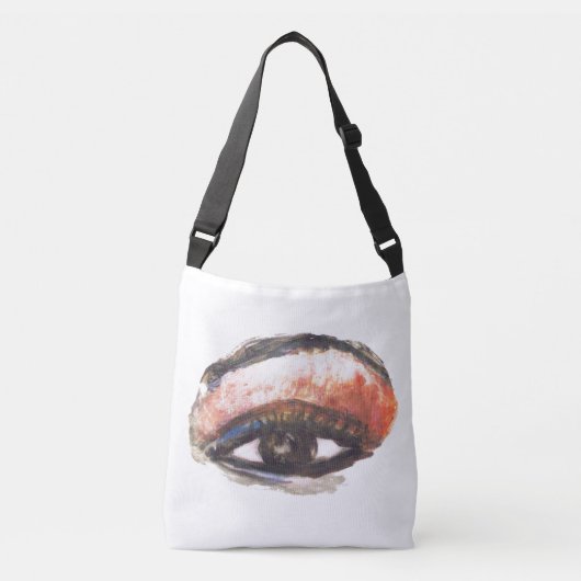 オレンジアイシャドウの十字の遺体袋 クロスボディバッグ (正面)