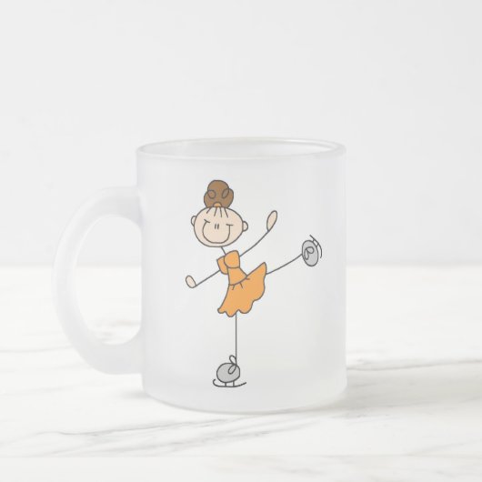 オレンジアイススケートの女の子のマグ フロストグラスマグカップ (左)