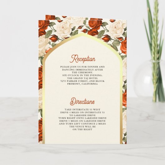 オレンジアイボリーフローラオールインワンシーク結婚ズ 招待状 (裏面)