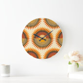 オレンジアイボリー花星模様 ラージ壁時計 (ホーム)