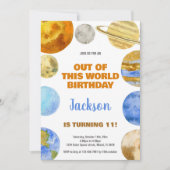 オレンジアウトアウター空間誕生日招待状 招待状 (正面)