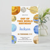 オレンジアウトアウター空間誕生日招待状 招待状 (スタンド正面)