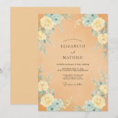 オレンジアクアローズの結婚式 招待状 (正面/裏面)