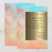 オレンジアクア結婚式招待状金ゴールド新規 招待状 (正面/裏面)