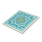 オレンジアクセントの水そして緑のスペインのなタイル タイル (側面)