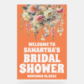 オレンジアクリルフローラブライダルシャワーウェルカムサイン アクリルサイン (正面)