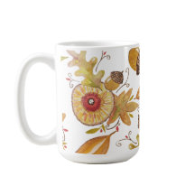 オレンジアコーン秋ムードウォーターカラーイラストレーション