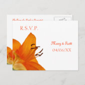 オレンジアジアリリーRSVPポストカード インビテーションポストカード (正面/裏面)