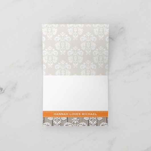 オレンジアジサイのモノグラムのメーソンジャーは感謝していしています サンキューカード (内部)