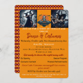 オレンジアダルトハロウィーンダンスパーティの招待状 招待状 (正面/裏面)