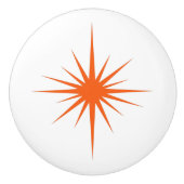 オレンジアトミックスターバストミッドセンチュリースタイル セラミックノブ (正面)