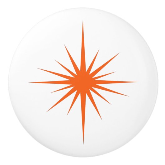 オレンジアトミックスターバストミッドセンチュリースタイル セラミックノブ (正面)