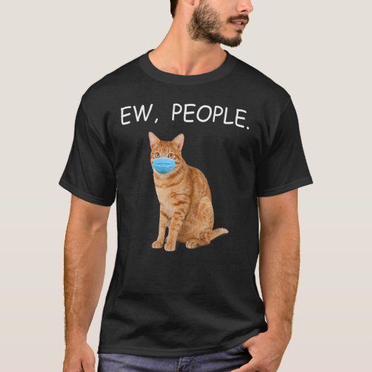 オレンジアビー猫Ew peopleマスクを着けた顔 Tシャツ (正面)
