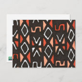 オレンジアフリカムードクロスの部族プリント ポストカード (正面/裏面)