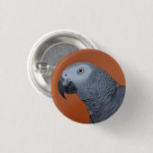 オレンジアフリカ灰色のオウムのボタン/バッジ 缶バッジ (正面&裏面)