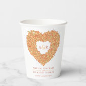 オレンジアプリコットチューリップフローラリースインクアート結婚ズ 紙コップ (裏面)