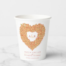 オレンジアプリコットチューリップフローラリースインクアート結婚ズ 紙コップ