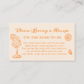 オレンジアペロルスピリッツブライダルシャワーレシピリクエスト エンクロージャーカード (正面)