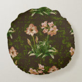 オレンジアマリリスフローララウンド装飾用クッション ラウンドクッション (裏面)