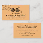 オレンジアミグルミ手作りヤーンニットクロシェ 名刺 (正面/裏面)