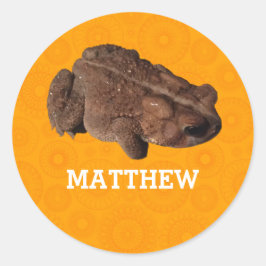 オレンジアメリカトード写真パーソナライズ ラウンドシール