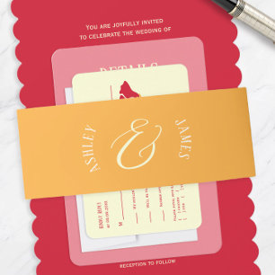 オレンジアモダンパサンド結婚ズ 招待状ベリーバンド