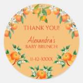 オレンジアリトルかわいこちゃん柑橘系ベビーブランチありがとう ラウンドシール (正面)