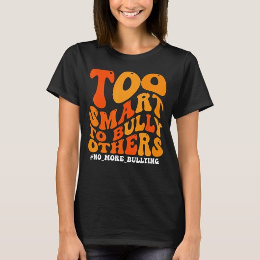 オレンジアンチいじめ認識度頭が切れるいじめ過ぎ Tシャツ (正面)