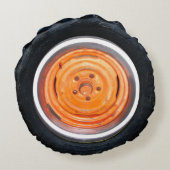 オレンジアンティーク車フラットタイヤ ラウンドクッション (裏面)