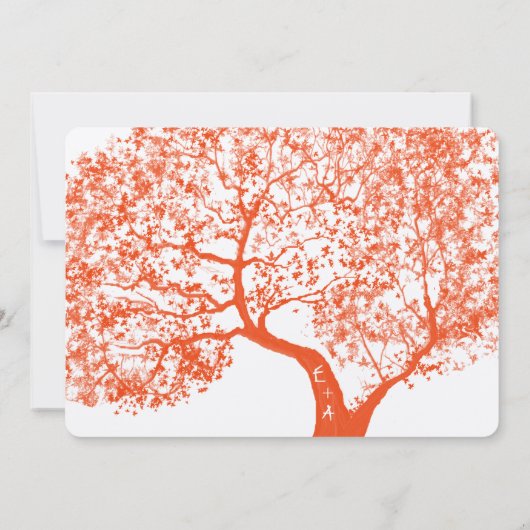 オレンジアンドアクアツリーウェディングパーソナライズされた招待状 招待状 (裏面)