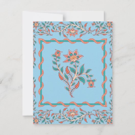 オレンジアンドアクアブルーフローラブライダルシャワーインビタティ 招待状 (裏面)