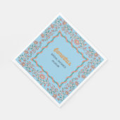 オレンジアンドアクアブルーフローラブライダルシャワー スタンダードランチョンナプキン (角)