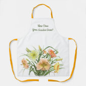 オレンジアンドイエローデイリリーフローラ植物学プリント エプロン (正面)