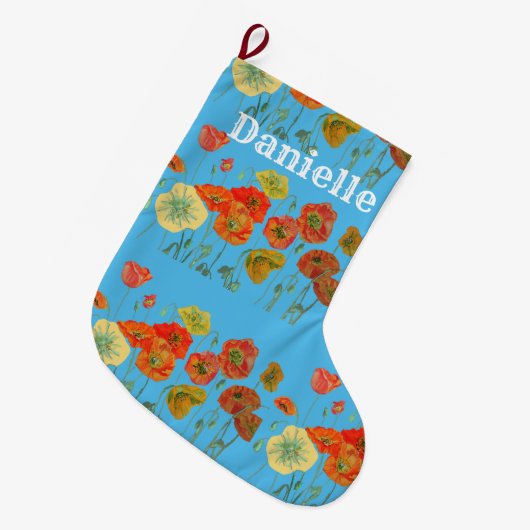 オレンジアンドイエローポピズアートクリスマスストッキング ラージクリスマスストッキング (正面 (吊り時))