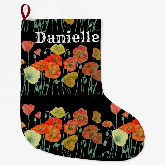 オレンジアンドイエローポピズアートクリスマスストッキング ラージクリスマスストッキング (正面)