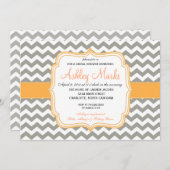 オレンジアンドグレーシェブロン招待状 招待状 (正面/裏面)