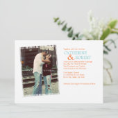 オレンジアンドティール（緑がかった色）ブルーフォト結婚式招待状 招待状 (スタンド正面)